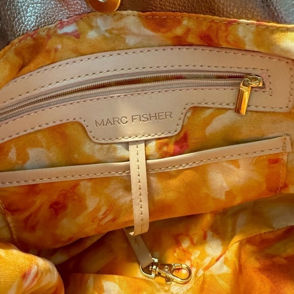 Marc Fisher Bronze Metallic & Gold Sequin Basket Weave Faux Leather Shoulder Bag - Picture 9 of 12